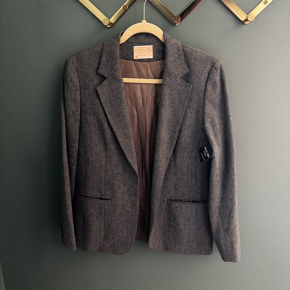 Pendleton Vintage Wool Gray Blazer - image 1